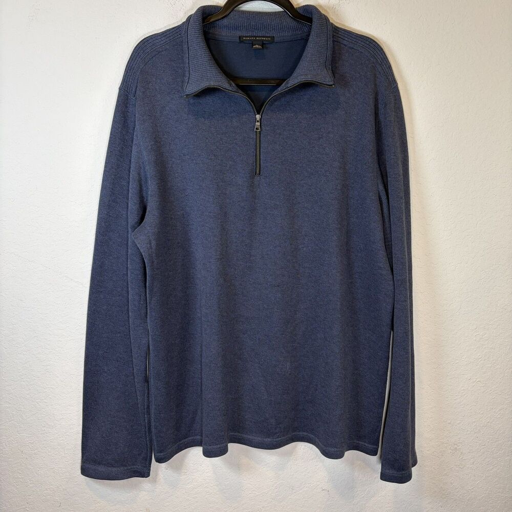 Banana Republic Mens Large Quarter Zip Soft Stretch Cotton Sweater Winter Isle